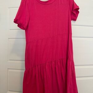 Women’s Fuchsia Short Sleeve Tiered Dress